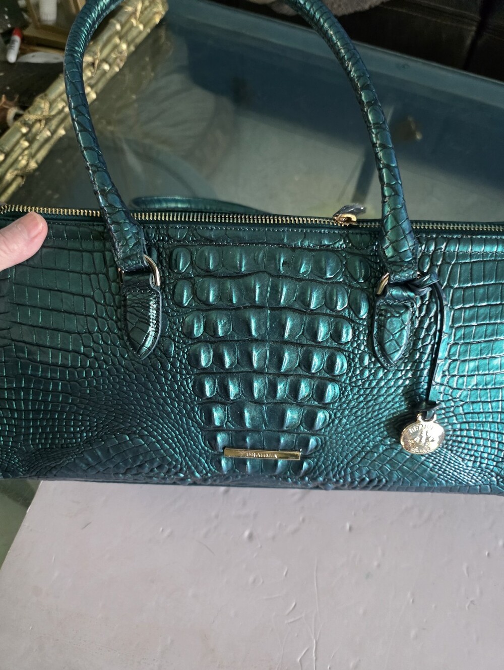 New Brahmin Sophia  Croc-Embossed Satchel Handbag